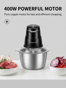 SOKANY Picadora de carne eléctrica con capacidad de 2L, puede drenar el relleno y moler verduras, diseño de doble capa con 4 cuchillas - Tipo de Enchufe A USA (110-127V) - Ver 6