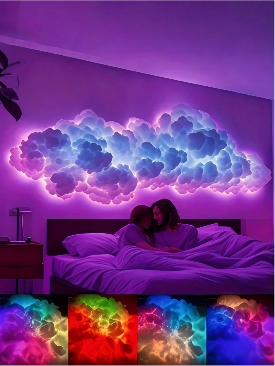 USB Cloud Lightning Lamp - Remote Voice Control LED DIY Ambient Light, Suitable For Gaming Room | Customizable Shape, Multi-Scene RGB Color Changing Decorative Light (Gaming Room/Holiday Decor/Room Decor/Advertisement Display)