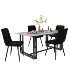 Dining Chairs (4), Black Set Of 4 Designer Upholstered Chairs, Velvet Seat Surface, Metal Frame. - Black - View 2