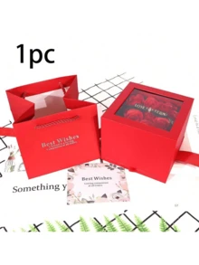 1套浪漫红色心形香皂花首饰盒，情人节礼物套装，包含耳环、项链和戒指。这款首饰盒非常适合情人节、母亲节、婚礼、求婚、告白等节日场合，也可作为派对礼物。*不含首饰* - 彩色 - 查看 7