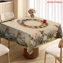 Bộ 20 khăn trải bàn chủ đề Lễ Phục Sinh, họa tiết thỏ dễ thương, trứng và vòng hoa, thích hợp cho lễ Phục Sinh, dã ngoại, gia đình, nhà bếp, phòng ăn, trang trí mùa xuân, trang trí nhà cửa dịp Lễ Phục Sinh. - Nhiều màu - Xem 8