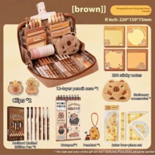 33pcs/226pcs/127pcs/47pcs Capybara Stationery Set, Cute Capybara Pencil Case, Multi-Layer Student Pencil Box, Includes Stickers, Keychains, Brooches, Gift Set - Brown - View 31