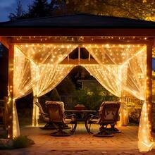 USB Powered LED Curtain Lights With Remote Control, 8 Lighting Modes, Indoor Decorative String Lights For Background Wall, Garden, Outdoor, Wedding, Party, Birthday, Holiday, Valentine's Day, Living Room, Bedroom, Kitchen - USB Curtain Light String - View 24