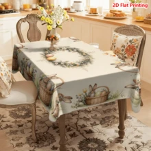 1/20pcs Easter Theme Tablecloth, Elegant Rabbit, Egg, Wreath Pattern Printed Tablecloth, Suitable For Easter Celebration, Picnic, Home, Kitchen, Dining, Spring Decor, Easter Gift, Home Decoration - Multicolor - View 7