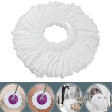 Mopa giratoria y cubo con compartimentos, juego de mopa y cubo con escurridor, mopa giratoria 360° para limpieza de pisos con 6 cabezales de microfibra de repuesto, mango extendido de 61", 2 ruedas - A - Ver 3
