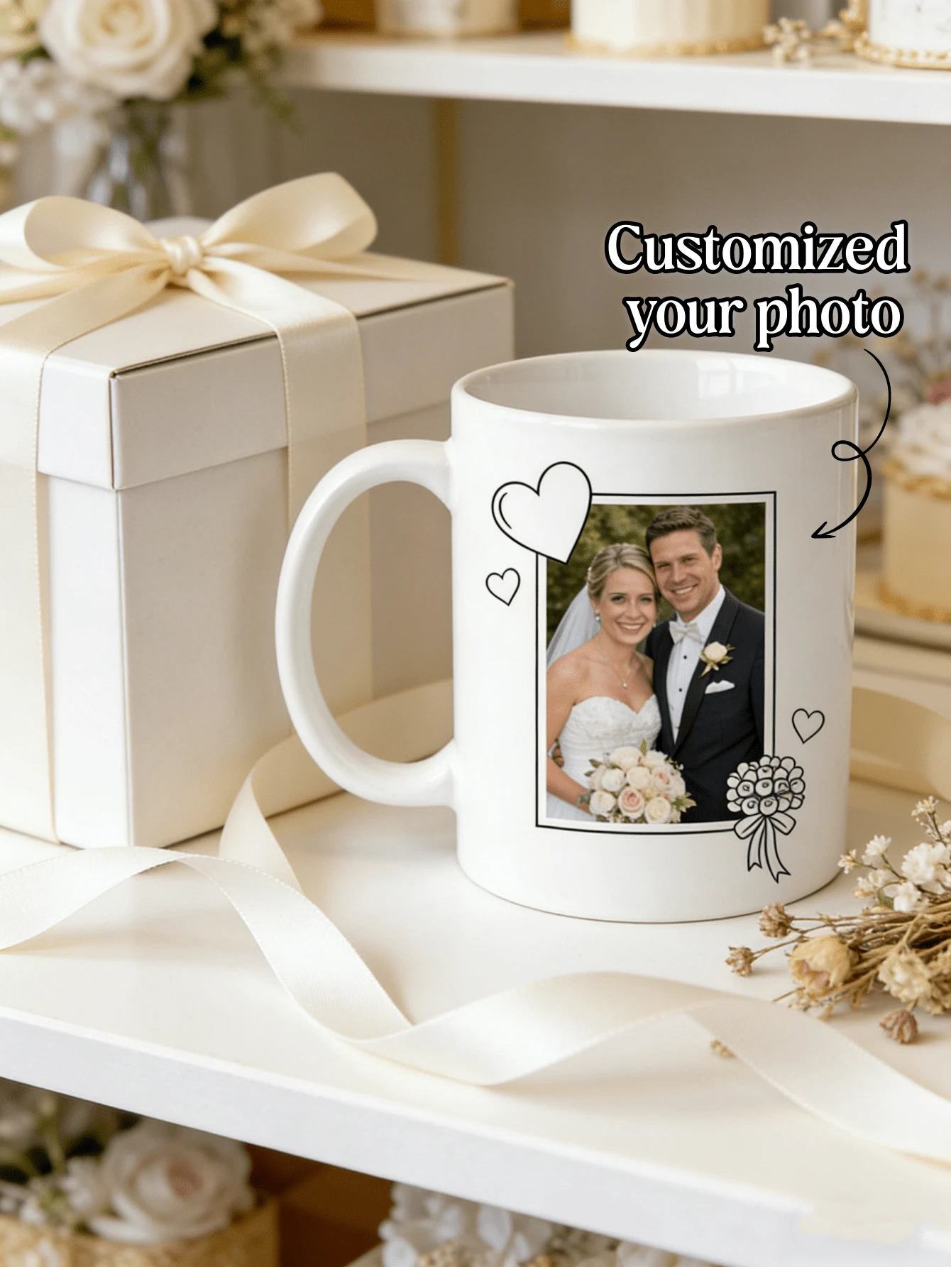 1个可定制照片的婚礼马克杯，适合作为结婚礼物和日常使用。 - 婚禮款 - 查看 1