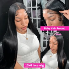 5x5 Straight Wigs Glueless Wig Human Hair Wear And Go Transparent Lace Closure Wigs Human Hair Natural Black Wigs Human Hair Wigs 13x4 13*6 Lace Front Wigs Pre Plucked 34 Inch Long Wigs For Women Halloween Natural Black Wig Daily Party Wear - Natural & Black - View 9