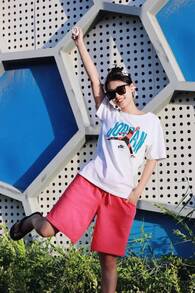 Nike Jordan Printed Logo Crew Neck Retro American Style Short Sleeve T-Shirt, White - 白色 - 查看 7