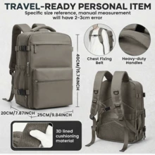 Vacuum Compression Backpack - This Travel Compression Backpack Is Suitable For Laptops, Work, Weekend Trips, And Everyday Use. Waterproof, Large Capacity, Unisex, And Designed For Men, This Fully Functional And Space-Saving Travel Backpack Features Adjustable, Non-Slip 3D Foam Shoulder Straps. Lightweight And Durable, It's Made Of Nylon, Foldable, And Colorfast. Ideal For Students And Leisure Travel. - Brown - View 3