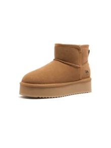 CAMEL CROWN 女士冬季加厚雪地靴加绒加厚户外保暖中筒棉鞋 - 駝色 - 查看 1