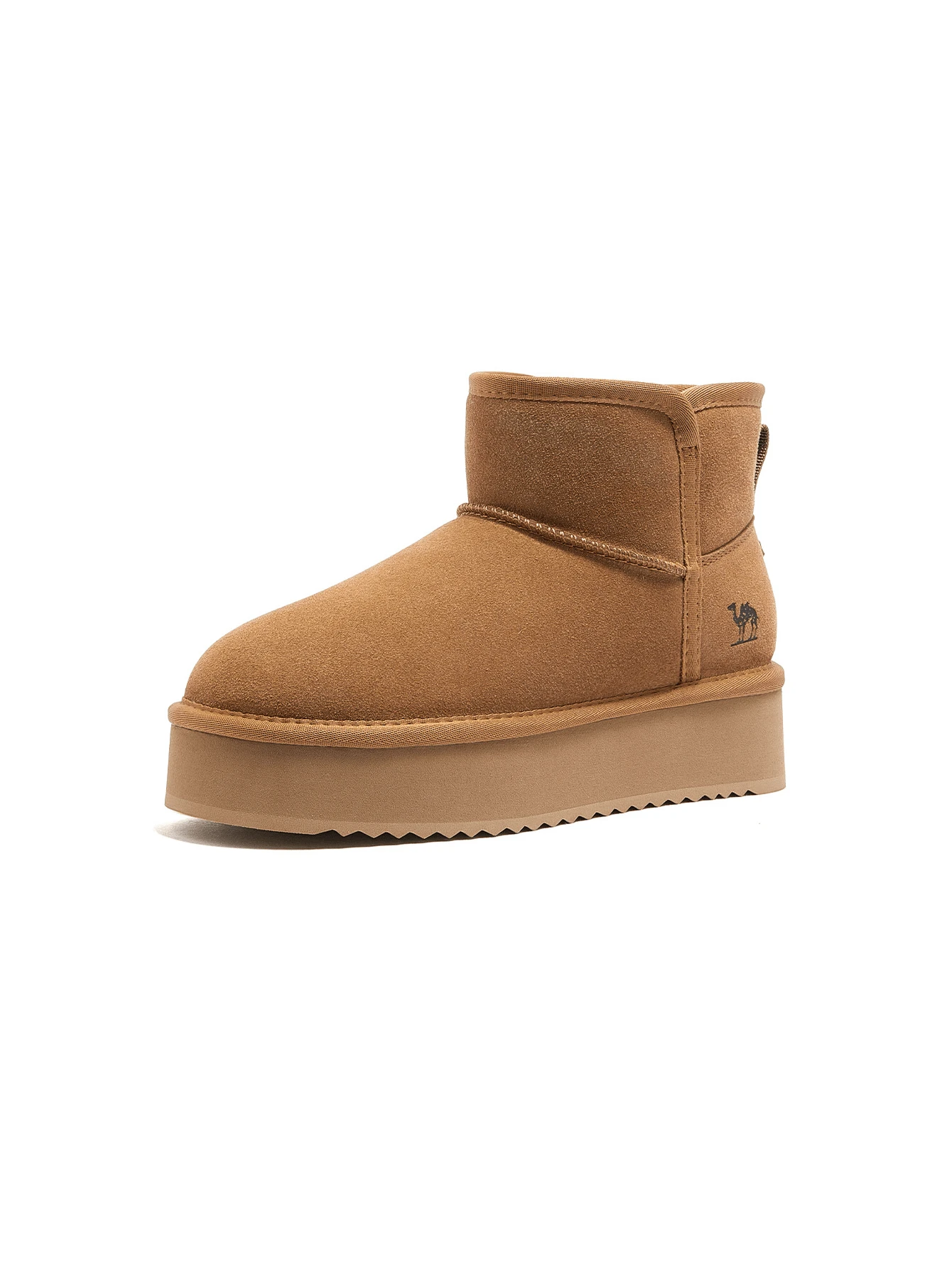 CAMEL CROWN 女士冬季加厚雪地靴加绒加厚户外保暖中筒棉鞋 - 駝色 - 查看 1