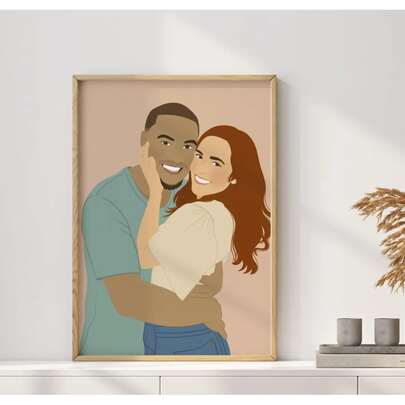 Custom Family Portrait From Photo | Flat Color Vector Illustration | Personalized Family Art | Minimalist Modern Wall Decor | Custom Print