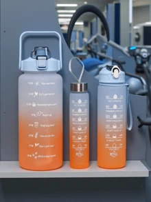 3件套哑光大容量吸管保温杯，耐热成人便携水壶，男士运动水壶 - 藍黃色 - 查看 16