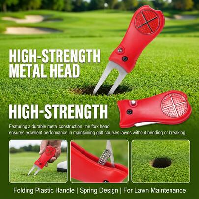 Folding Lawn Fork With Spring Design Metal Head And Plastic Handle For Golf Course Turf Maintenance