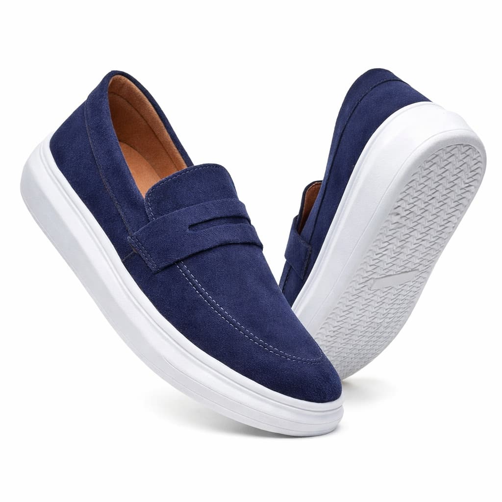 Men's Modern Casual Loafer Shoe In Premium Suede - 藍色 - 查看 1