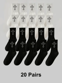 1/2/4/5/8/10/20 đôi [Phụ kiện thể thao thiết yếu] Tất thể thao nam cao đến bắp chân | Thoáng khí & thấm hút mồ hôi | Độ đàn hồi cao | Thiết kế sọc nhiều màu | Thoải mái không thể thiếu | Ưu đãi có thời hạn, Phù hợp với trang phục hàng ngày, Mùa thu - Nhiều màu - Xem 10