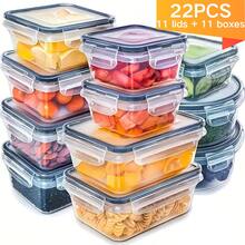 Refrigerator Storage Box, Fruit Fresh-Keeping Container, Large Capacity  Container, Airtight & Leak-Proof, Freezer , Microwave , Heat Resistant Up To 120°C Without Deformation - 22件套裝 - 查看 1