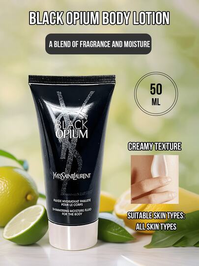  YSL黑鸦片身体乳 50毫升/1.6液盎司，奢华木质花香，丝滑滋养保湿，轻盈乳霜质地，快速吸收不油腻，令肌肤柔软、光滑、焕发光彩，适合所有肤质，日常护理，学生、上班族、通勤族、旅行族的理想之选，馈赠佳品。