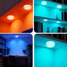 1/3/6 Peças Luz de Gabinete RGB, Luz Noturna LED Recarregável por USB com Controle Remoto, Funções de Dimmer e Timer, Ajustável para Cozinha, Prateleira, Escada, Balcão, Adequado para Cozinha, Guarda-Roupa, Armazenamento de Alimentos e Prateleiras (250mAh) - USB+controle remoto - Visão 11