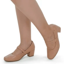 Loris Shoes Oficial Women's Retro Shoe, Mary Jane Style, Low Block Heel, Comfortable Patent Leather, 6484 - 合成裸色 - 查看 6