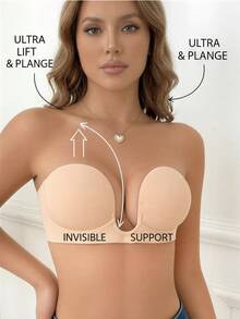 2 Packs Underwear Women Nipple Stickers Invisible Self-Adhesive Strapless Bra Push Up Invisible Bra Pair With Backless Dresses And Formal Underwear - Multicolor - View 2