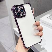 1pc Luxury Electroplated Transparent Phone Case, Compatible With IPhone 17/6/7/8/X/XS/XR/11/12/13/14/15/16/16e Pro Max Plus, Galaxy S22/23/24/25/S24 FE/S25 EDGE, A07/A17/A04/05/06/A14/A15/A16/A24/A25/A34, Note 9/10/11/12/13, 9/10/12/13C 14C, , MOTO, Honor X, HW, RENO C53 C55 C61 C63 C67, Shockproof Transparent PC+TPU Dual Material Protective Case - Purple - View 5