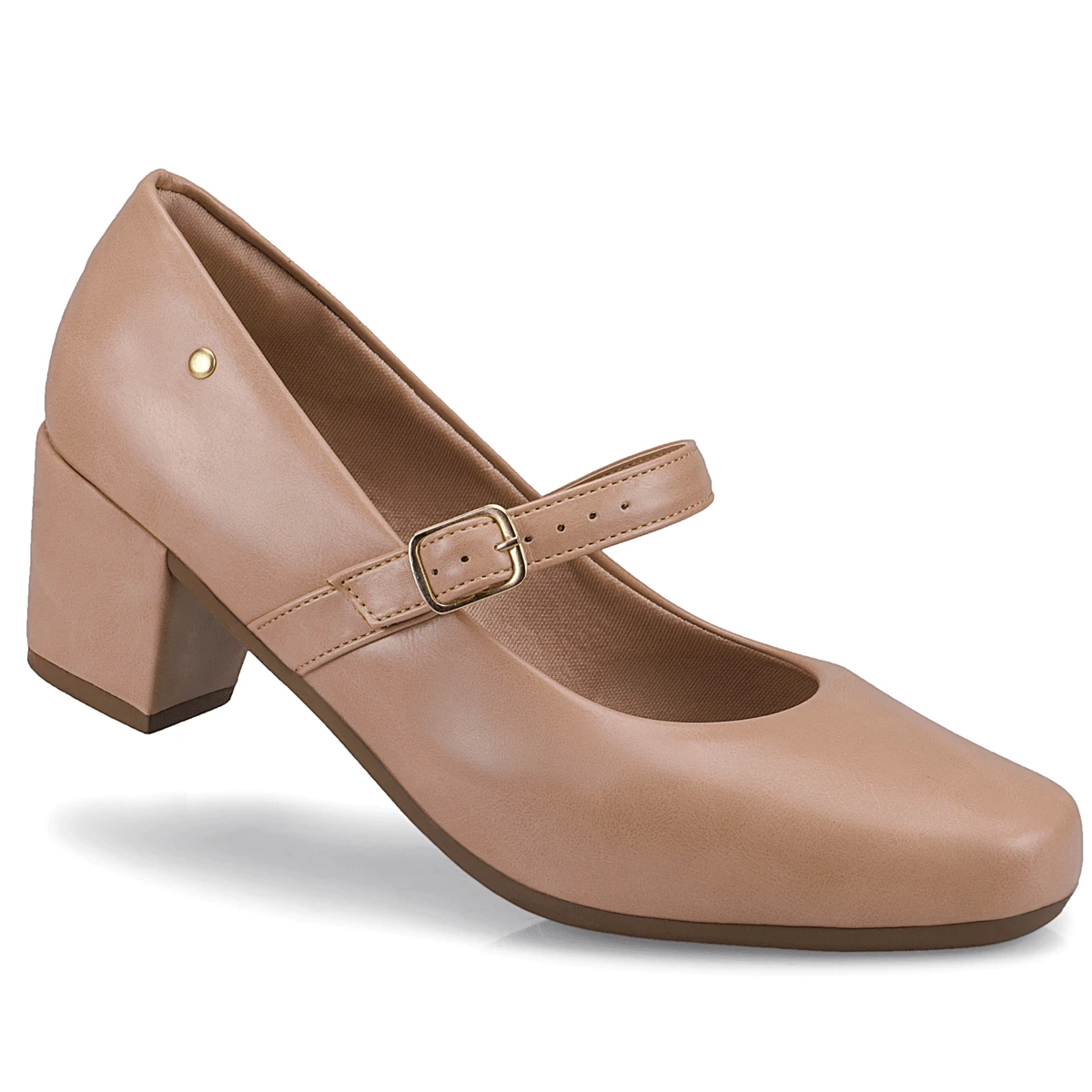 Loris Shoes Oficial Women's Retro Shoe, Mary Jane Style, Low Block Heel, Comfortable Patent Leather, 6484 - 合成裸色 - 查看 1