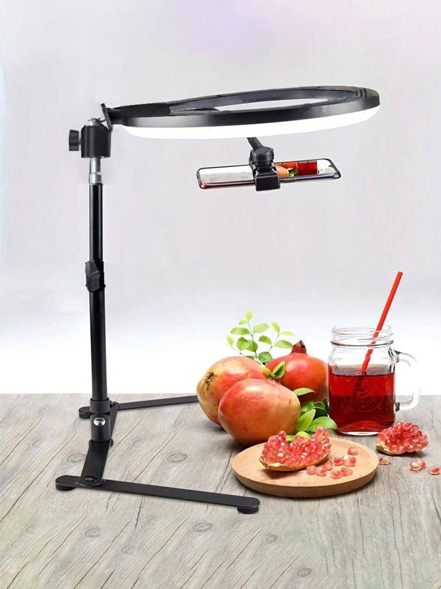 10-Inch Adjustable Brightness LED Ring Light With Hanging Bracket - Includes Adjustable Stand, 3 Lighting Modes, 10-100% Brightness, Suitable For Live Streaming, Photography, Video Recording - Black - View 1