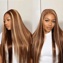 34 Inch Ombre Honey Blonde Lace Front Wig Human Blended Hair 200% Density 13x4 13*6 -5x5 Put On And Go Glueless Wigs Human Blended Hair Pre Plucked 13x6 HD Lace Frontal Wigs Human Blended Hair - S4/27 - View 10