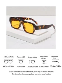 1pc Leopard Print Bohemian Butterfly Square Frame Rivet Decor Women's Fashion Glasses, Suitable For Daily Life, Parties, Music Festivals, Street Photography, Weekend Outfits, Family Outings, Fits All Face Shapes, Also Suitable For Back To School, College Style, Campus Style - Multicolor - View 7
