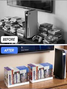 16-Disc Game Disc Storage Rack, 1/2/3 Sets Stackable Game Disc Organizer Rack, High-Strength ABS Material Vertical Display Stand, Suitable For Pentium 4/P5/X Series And Switch Consoles, Space-Saving Desktop Game Rack, Collection And Gaming Room Decor - White - View 8