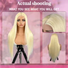 Straight Wigs Human Blended Hair 13x6 13x4 5x5Lace Front Wigs Human Blended Hair Pre Plucked 200 Density HD Lace Frontal Wigs Human Blended Hair For Women Glueless Wigs Human Blended Hair Natural Black 28 Inch - 613 - View 3