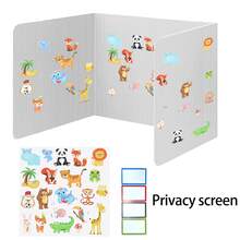 1pc Plastic Desk Partition Board With DIY Animal Stickers, Student Desk Privacy Divider, Exam Anti-Cheating Barrier, Art Craft Supplies, Suitable For School And Office - Black - View 13
