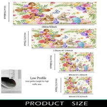 1pc Rabbit Pattern Printed Doormat, Easter Decor, Easter Gift, Plush-Like Material, Absorbent And Easy To Clean, Suitable For Home Decor, Farmhouse, Entryway, Indoor, Room, Kitchen, Dining Room, Small Office/Home Office, Sink, Laundry Room, Doormat, Kitchen Mat, Non-Slip Mat - Multicolor - View 9
