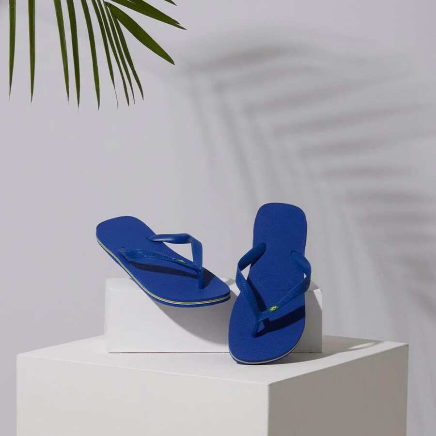 Havaianas Flip-Flops With Brazil Flag Design, Sandals For Men And Women. - Biru laut - View 1