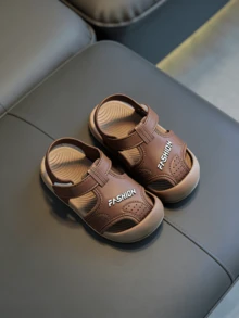 可爱水钻蝴蝶结露趾女童凉鞋，透气沙滩度假鞋 - 咖啡棕 - 查看 3