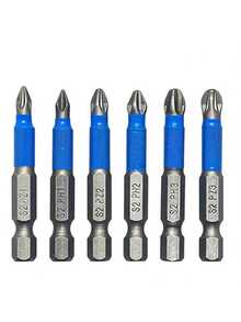12pcs Magnetic Non-Slip Drill Bits, PH1, PZ1, PH2, PZ2, PH3, PZ3 Types, 50mm Length Serrated Cross Head, 1/4" Hex Shank Single Head Drill Bits, Suitable For Electric Screwdrivers And Drills - Blue - View 11
