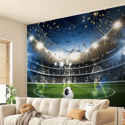 1pc,Soccer Field Backdrop, Made Of Polyester, Perfect For Celebrations, Photography, And Birthday Or Anniversary Parties. Ideal For Soccer Event Party Backdrops, Photo Props, Office Decorations, Home Decor, And Garden Decorations. Available In Multiple Sizes.