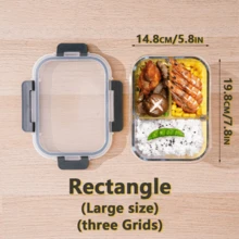 Hộp đựng thực phẩm bằng thủy tinh có nắp, chuẩn bị bữa ăn, hộp đựng thực phẩm trong bếp, hộp đựng cơm trưa chống rò rỉ, hộp đựng cơm trưa bằng thủy tinh kín khí, an toàn với lò vi sóng, lò nướng, tủ lạnh và máy rửa chén - Nhiều màu - Xem 21