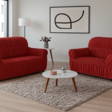 Capa de Sofá 2 e 3 Lugares Elasticada Malha Gel 28 Elásticos Vermelho - 2pcs - Visão 1