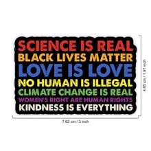 1张“科学是真的”贴纸，可爱彩虹笔记本电脑贴纸，积极语录乙烯基贴纸，友善礼物，防水可撕贴水瓶贴纸 - S1932 - 查看 2