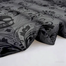 2/3pcs Gothic Skull Floral Print Comforter Set (Twin, Full, Queen, King Sizes), 1 Comforter + 1/2 Pillowcases Breathable All Season, Keep Warm Soft Skin Friendly, Durable Machine Washable, Perfect Family Gift - 灰色 - 查看 9