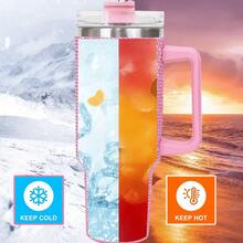 40 Oz Stainless Steel Insulated Mug With Handle And Straw Lid - Double Wall Vacuum Insulated Travel Mug, Leak-Proof  With Handle, Suitable For Hot/Cold Drinks, Gym, Office, Camping, Car - Keeps Drinks Hot Or Cold For Hours, Ideal Gift For Christmas, Valentine's Day, Thanksgiving, Birthday - Available In Pink, Silver, Black, White, Red, Green, Purple, - Durable 304 Stainless Steel Construction, Office Drinkware, Stylish Drinkware, High Quality - 綠色 - 查看 4
