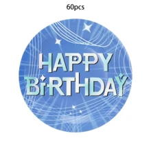 20件/40件/60件装韩流明星生日装饰魔幻音乐主题派对蓝紫色闪光纸盘餐具套装，适合男孩女孩生日派对 - D款 - 查看 9