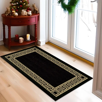 1 Stück Vintage Wirbelmuster bedruckter Teppich, Kunstwoll-Matte - hochabsorbierend, leicht zu reinigen, geeignet für Heimdekoration, Bauernhaus, Eingangsbereich, Innenbereich, Raum, Küche, Esszimmer, kleines Büro/Homeoffice, Spüle, Waschküche, Fußmatte, Küchenmatte, rutschfeste Matte