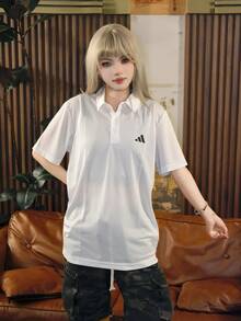 Nike Polo de tenis Adidas Fab, unicolor con logo, polo de manga corta de tenis de secado rápido para hombre, color blanco - Blanco - Ver 9