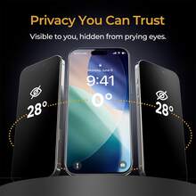 2 piezas Protector de pantalla de privacidad mate anti-espía de 6.9 pulgadas, antirreflejo y antihuellas, compatible con fundas de teléfono, instalación fácil sin burbujas y suave, compatible con iPhone 17 Pro Max/17 Pro/17 Air/16/15/14 Plus/13 Mini/12/11 Series, dureza 9H+ Accesorios esenciales de protección de pantalla, aplicable a protección diaria, oficina, hogar - 2 piezas - Ver 3