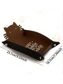 SWAJUJA Amusing Cat Dice Rolling Tray With Foldable Leather Stand - Portable RPG Dice Storage, "Click Clack I'm Trying To Roll" Decorated Desktop Organizer, Perfect Gift For Gamers, Cat Dice Tray - Brown - View 3