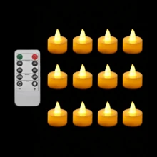 12/24-Pack Flickering Flameless LED Candle Lamps, Remote Control LED Electronic Candle Lamps, Realistic Flameless Romantic Atmosphere Decorative Lights, Battery Powered, With A Battery Life Of Over 200 Hours, LED Wishing Candles, Suitable For Home Decoration, Fireplaces, Dining Tables, Bedrooms, Terraces, Porches, Parties, Weddings, And Holiday Decorations. - Warm Light - View 12