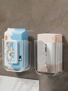 Wall-Mounted Wet Wipe Dispenser, Self-Adhesive Plastic Holder, With Large Opening, Strong Load Capacity, For Bathroom Tissue Storage Box Bathroom Accessories - Multicolor - View 7